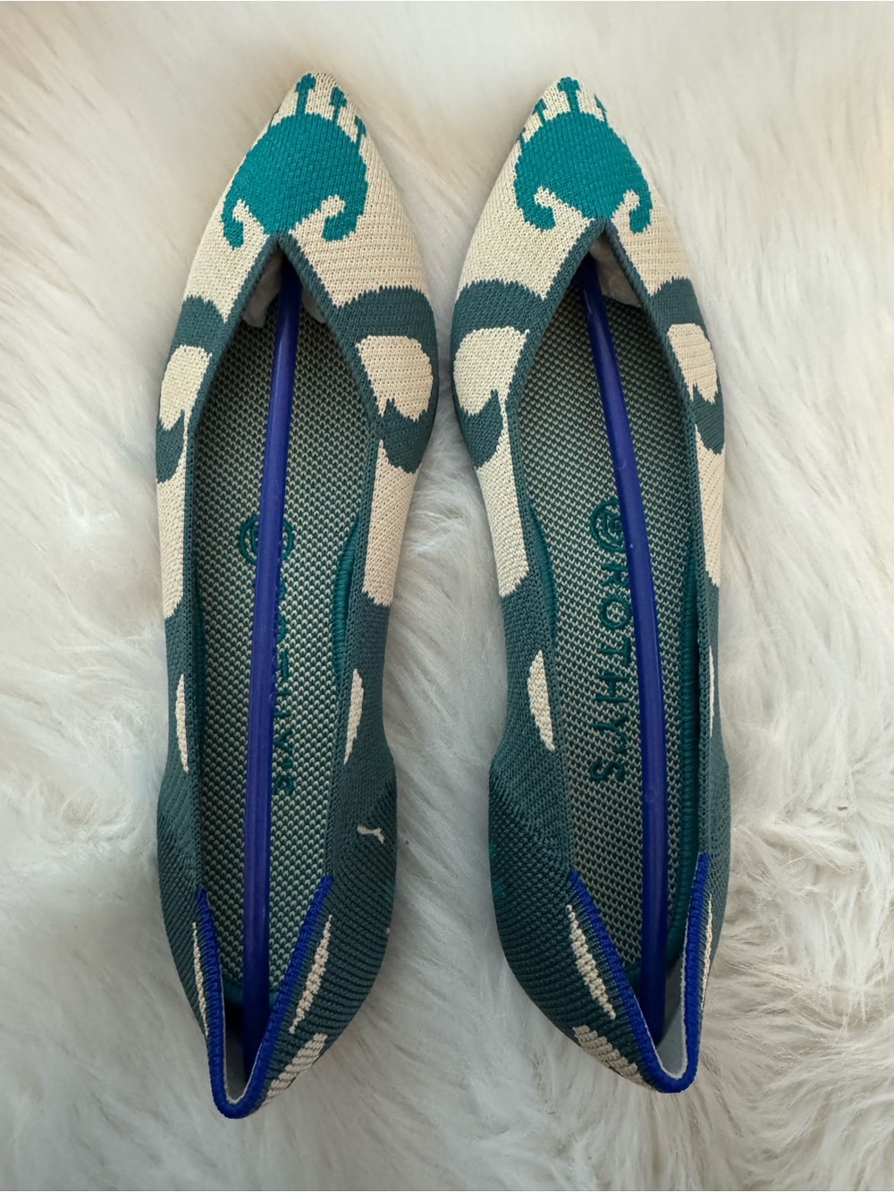 🆕 Rothy’s The Point Moroccan Green Knit Ballet Flats - 8 - Limited Edition